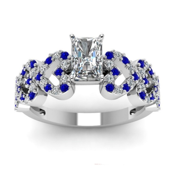 . Jewelry - Princess Cut 2.95ct White Sapphire 925 Silver Ring
